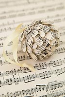 Step by Step guide for making paper cones using music sheet paper - finished bauble