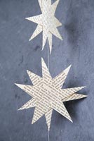 Christmas decoration made from pages of old books