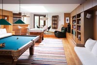 Modern games room with snooker table