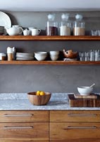 Contemporary kitchen shelves