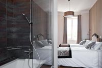 Classic bedroom with shower