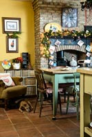 Country kitchen diner decorated for christmas