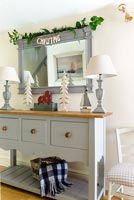 Wooden sideboard with christmas decorations