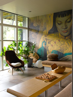 Contemporary living room with mural