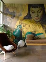 Contemporary living room with mural