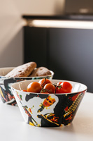 Patterned bowls on kitchen table