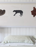 Contemporary painting above bed