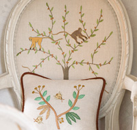 Embroidered chair by Baker and Gray