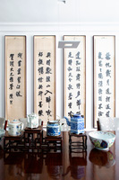 Oriental art and accessories in dining room
