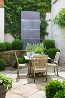Courtyard garden with patio furniture