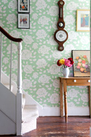 Floral wallpaper in hall