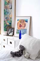 Colourful art in bedroom