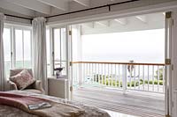 Wooden balcony with sea view