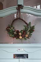 Front door with christmas wreath