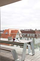 Modern balcony with urban views