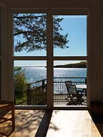 View of sea from patio doors