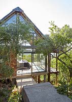 Wood and glass house