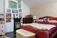 Colourful bedroom with vintage furniture