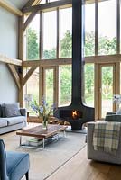Modern fireplace in living room
