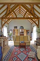 Country living room with exposed beams