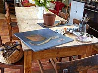 Painting by Barbette Saunders on kitchen table