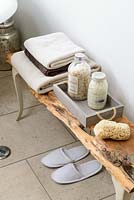 Accessories on wooden bench