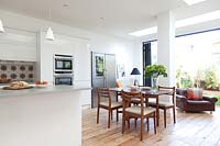 Open plan kitchen and dining area
