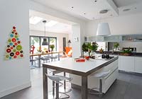 Modern kitchen with christmas decorations