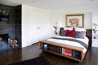 Modern bed with book storage