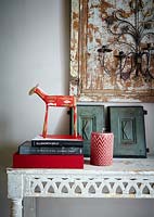 Colourful accessories on console table