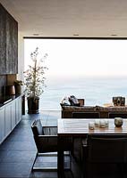 Contemporary living space overlooking the sea