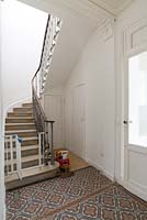 Classic staircase with baby gate