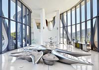 Contemporary sculpture in open plan living space