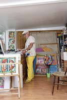 Stephen Belinfante working in his studio
