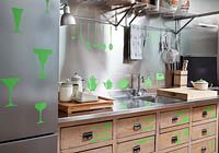 Kitchen units decorated with stickers