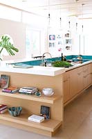 Kitchen island with shelving