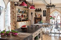 Open plan kitchen and dining areas