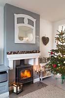 Fireplace at christmas
