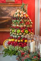Christmas decoration in the crimson dining room, Castle Howard