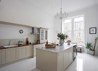 Modern kitchen with christmas decorations