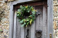 Christmas wreath on front door