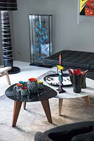 Colourful accessories on coffee tables
