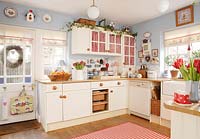 Country style kitchen with christmas decorations