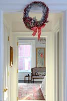 Christmas wreath in hallway