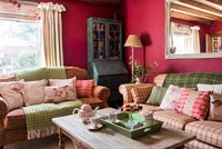 Colourful soft furnishings on sofas