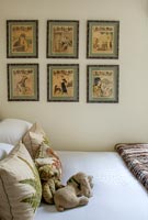 Vintage prints in childs bedroom