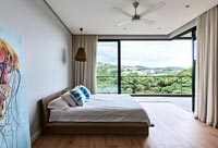 Minimal bedroom with scenic view