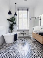 Modern bathroom with tiled floor