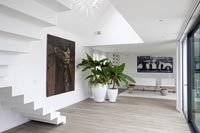 Contemporary painting and tropical housesplants
