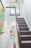 Hallway with colourful art displays
